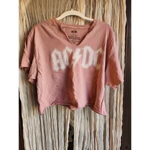 AC DC Crop Graphic Tee Shirt Tour Merch